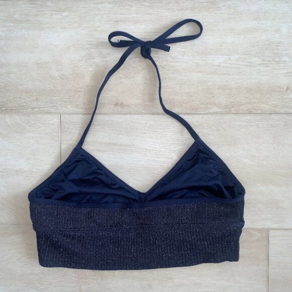 Aerie Halter Bralette Crop Top Naby Blue Sparkle Metallic Women’s Size Small - Picture 3 of 5